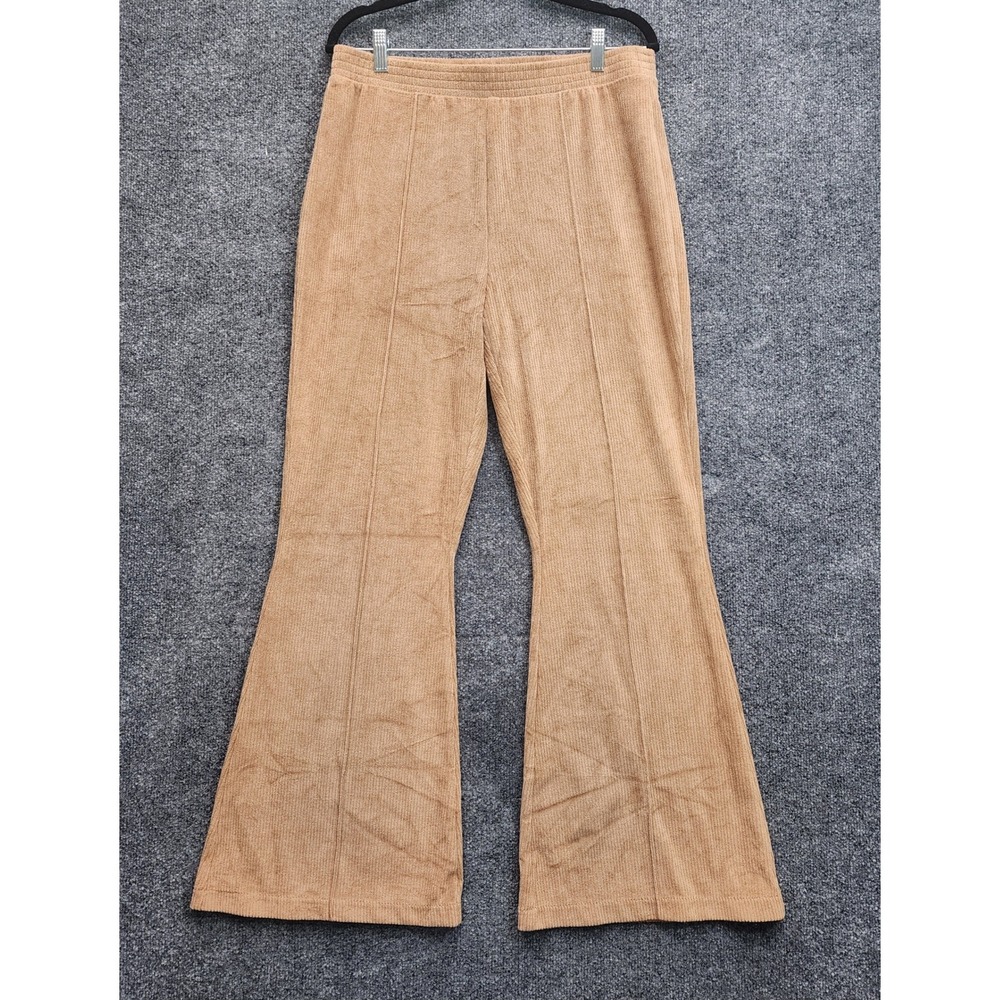 NWT Aerie Groove-On Rib Velour Flare Pants Women Boho Y2K 70s Hippie Pull-On L